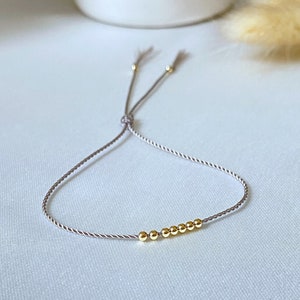 14k Gold Bead Red Silk Bracelet: Lucky Seven Friendship Jewelry