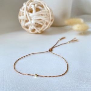 14k Gold Bead Bracelet: Silk Cord String of Fate