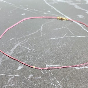 14k gold Red string choker gold necklace bridesmaids gift silk necklace silk cord Good luck evil eye image 3