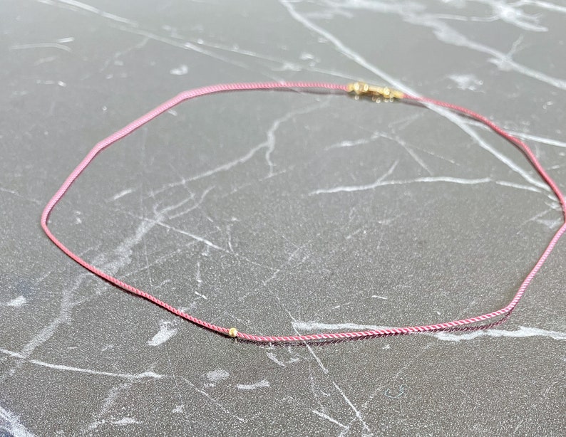 14k gold Red string choker gold necklace bridesmaids gift silk necklace silk cord Good luck evil eye image 3