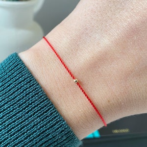 14k gold red string bracelet silk cord red string bracelet solid gold jewelry waterproof silk string bracelet image 5