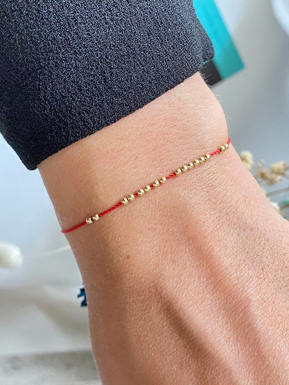 Buy 14k Gold Diamond Cut Red String Bracelet Silk Cord Red String Bracelet  Solid Gold Jewelry Waterproof Silk String Bracelet Online in India 