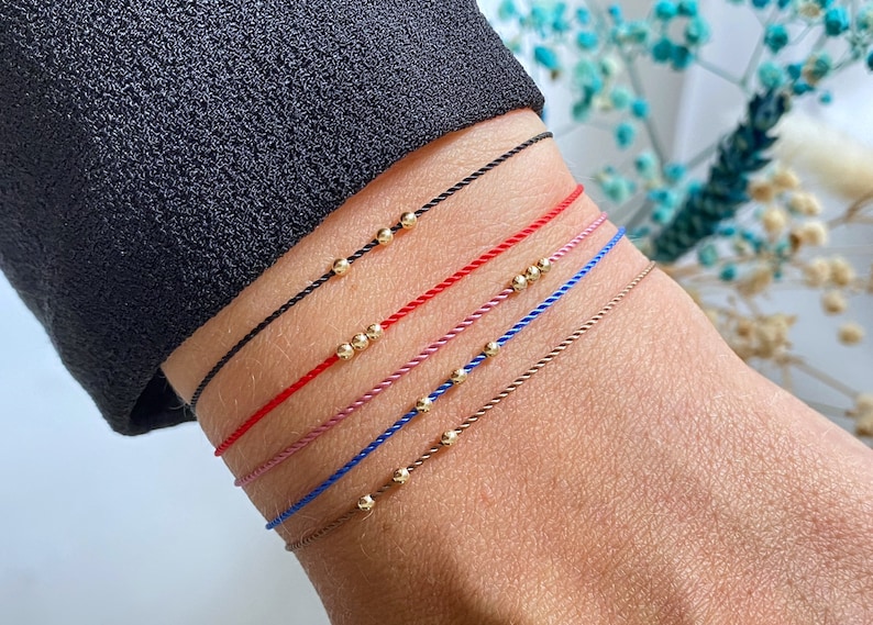 14k Gold Red String Bracelet Silk Cord Red String Bracelet Etsy