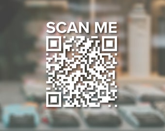 Custom QR Code Vinyl Decal | QR Code Sign | Window Decal | Link to Website, Menu, Social Media, Cashapp, Venmo, PayPal | Permanent Vinyl