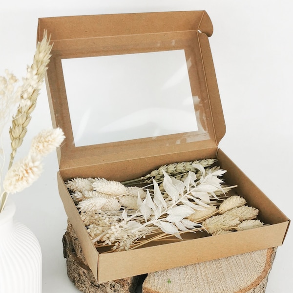 DIY Trockenblumen Box MINI in Beige & Weiß | Naturfarben