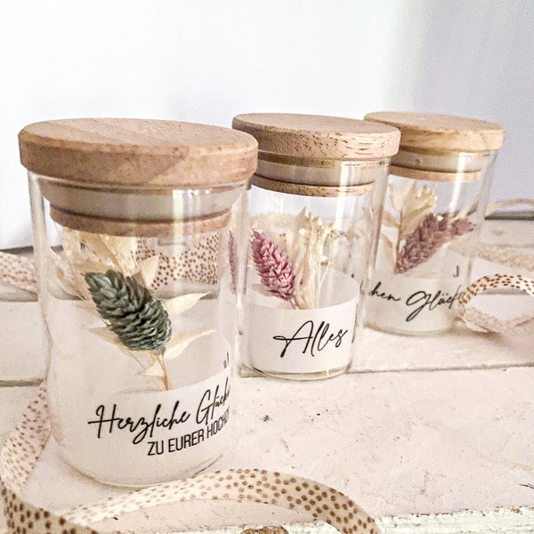 Gift jar with dried flowers | birthday | Marriage
