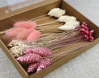 DIY Trockenblumen Box MINI in Pink & Weiß