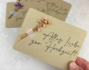 Hochzeitskarte mit Trockenblumen | Kraftpapier | nachhaltig | A6 quer