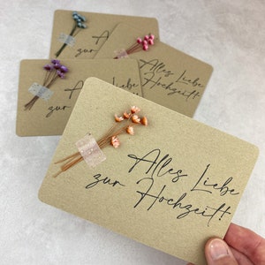 Hochzeitskarte mit Trockenblumen | Kraftpapier | nachhaltig | A6 quer
