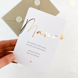 Carte Maman | Fête des Mères | Feuille d'or | Carte postale A6