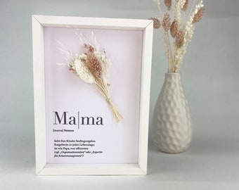 Bilderrahmen Mama mit Trockenblumenstrauß | Muttertag | Geschenk Mama