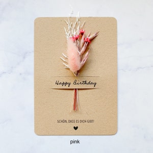 Geburtstagskarte mit Trockenblumen | Happy Birthday | A6