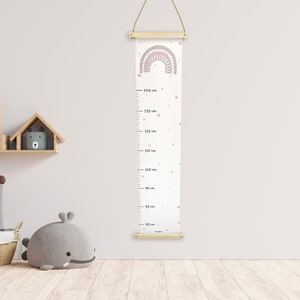 Messlatte Regenbogen Rosa | personalisiert | PVC Folie (reißfest) | Junge oder Mädchen