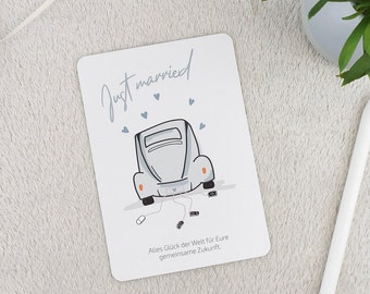 Karte zur Hochzeit | Just Married | Hochzeitsauto | Heißfolie silber | A6