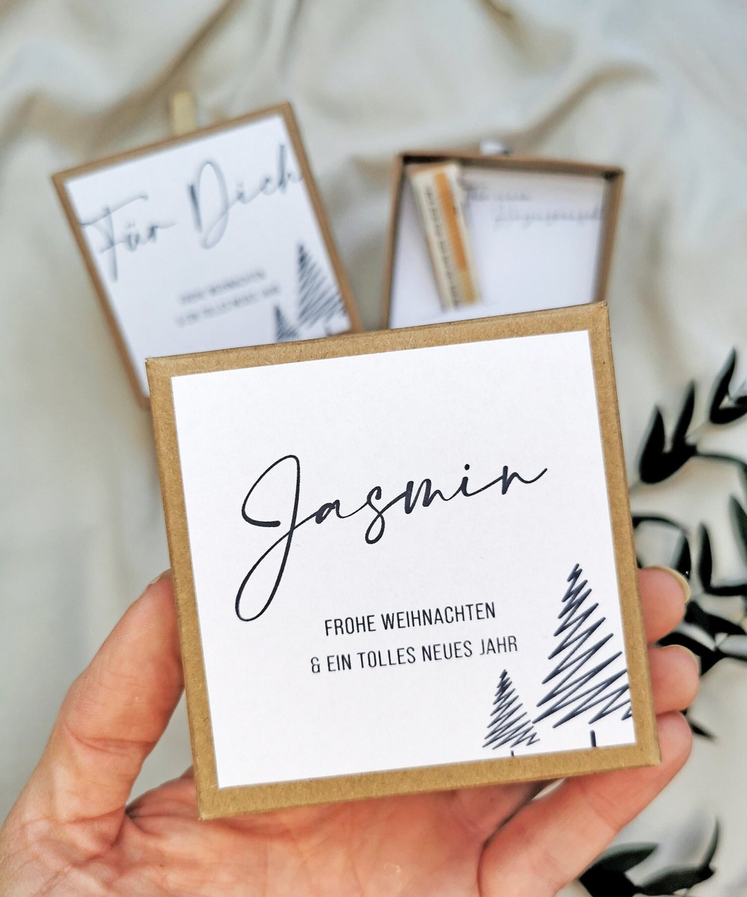 Geldgeschenk Weihnachten Geschenkschachtel Geschenkverpackung personalisiert Kraftpapier