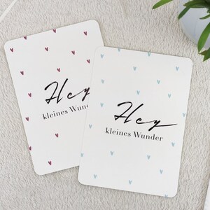 Karte zur Geburt "Hey kleines Wunder" | Baby | rosa oder blau | Herzchen | A6