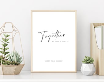 Wanddeko | Personalisiertes Poster | Together | Zuhause | Familie | Wohnzimmer | A4, A3