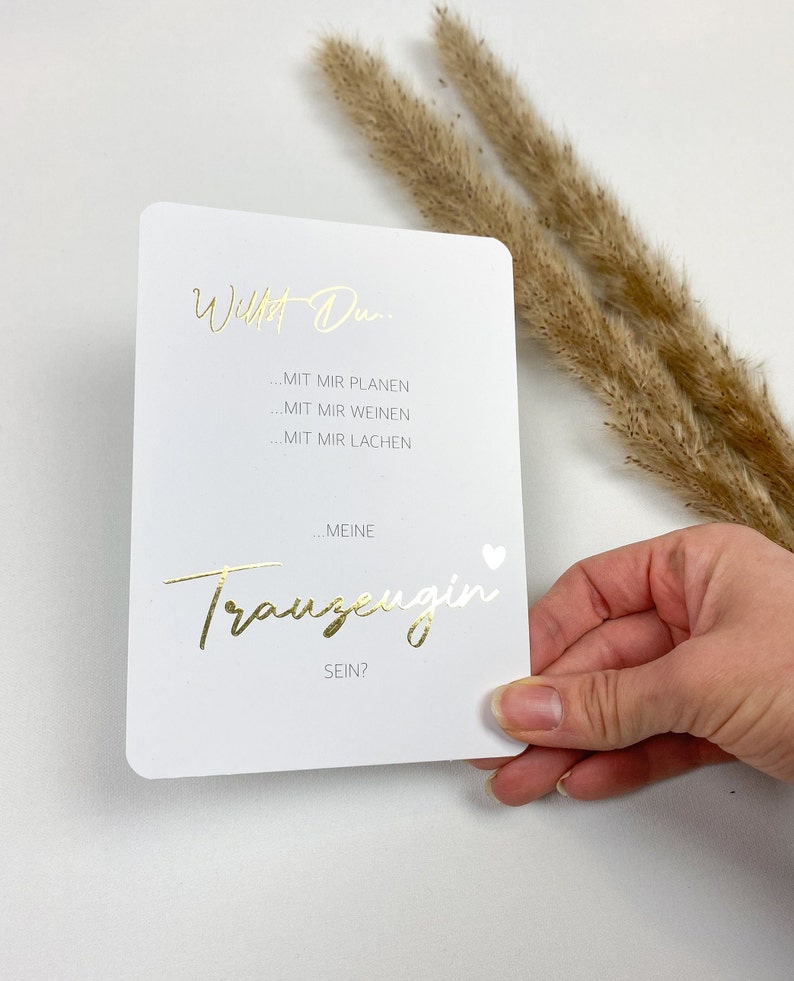 Trauzeugin fragen - die schönsten Ideen & Geschenke + 7 Karten-Vorlagen Karte Trauzeugin/Brautjungfer Gold Möchtest du meine Bild 1