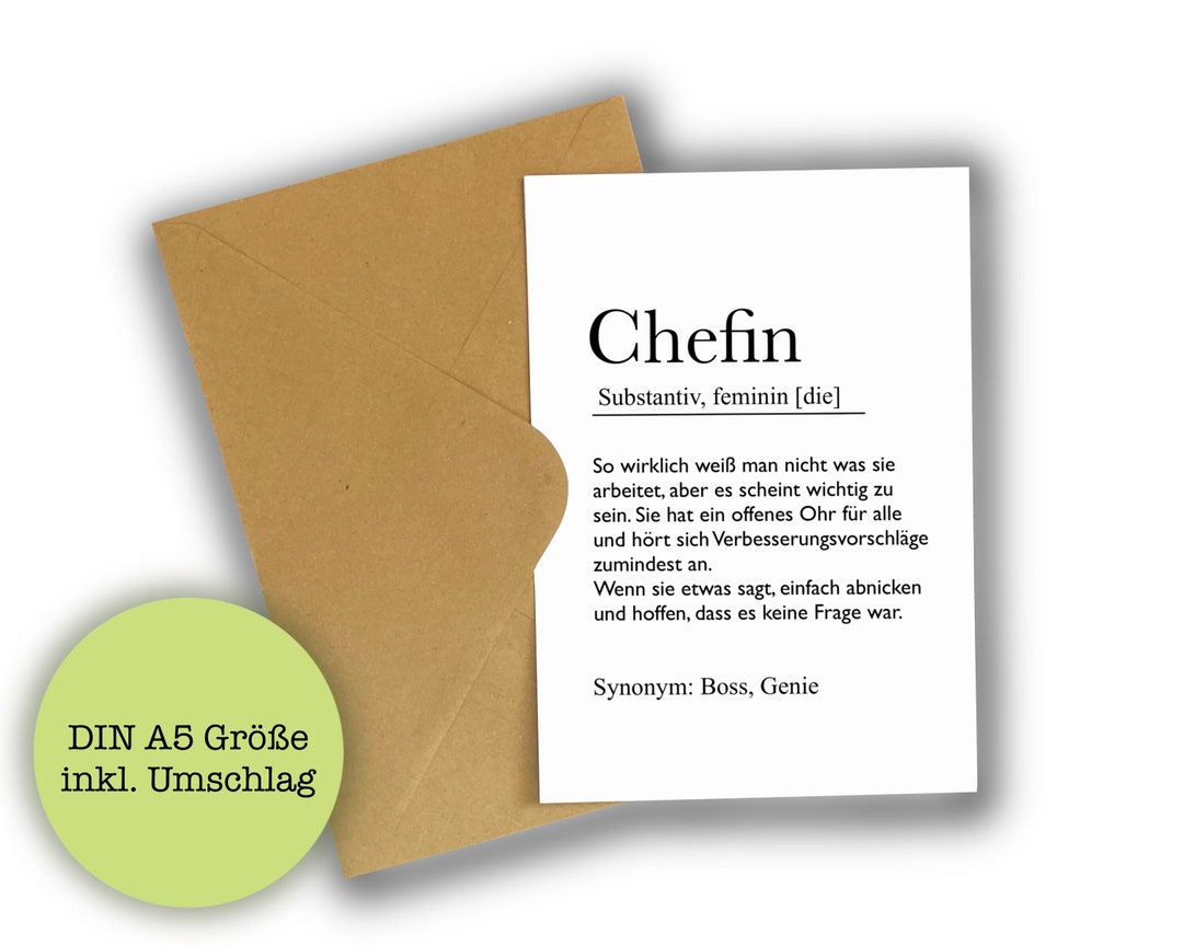Karte Chefin Geburtstag happy Birthday Definition Spruch Text Etsy.de