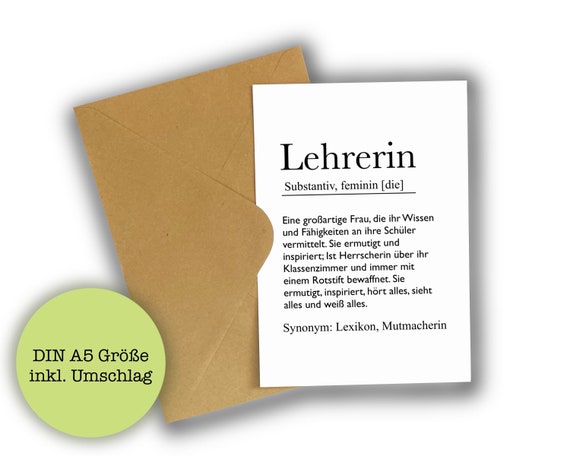 Karte Lehrerin Geburtstag happy Birthday Definition Spruch Etsy.de