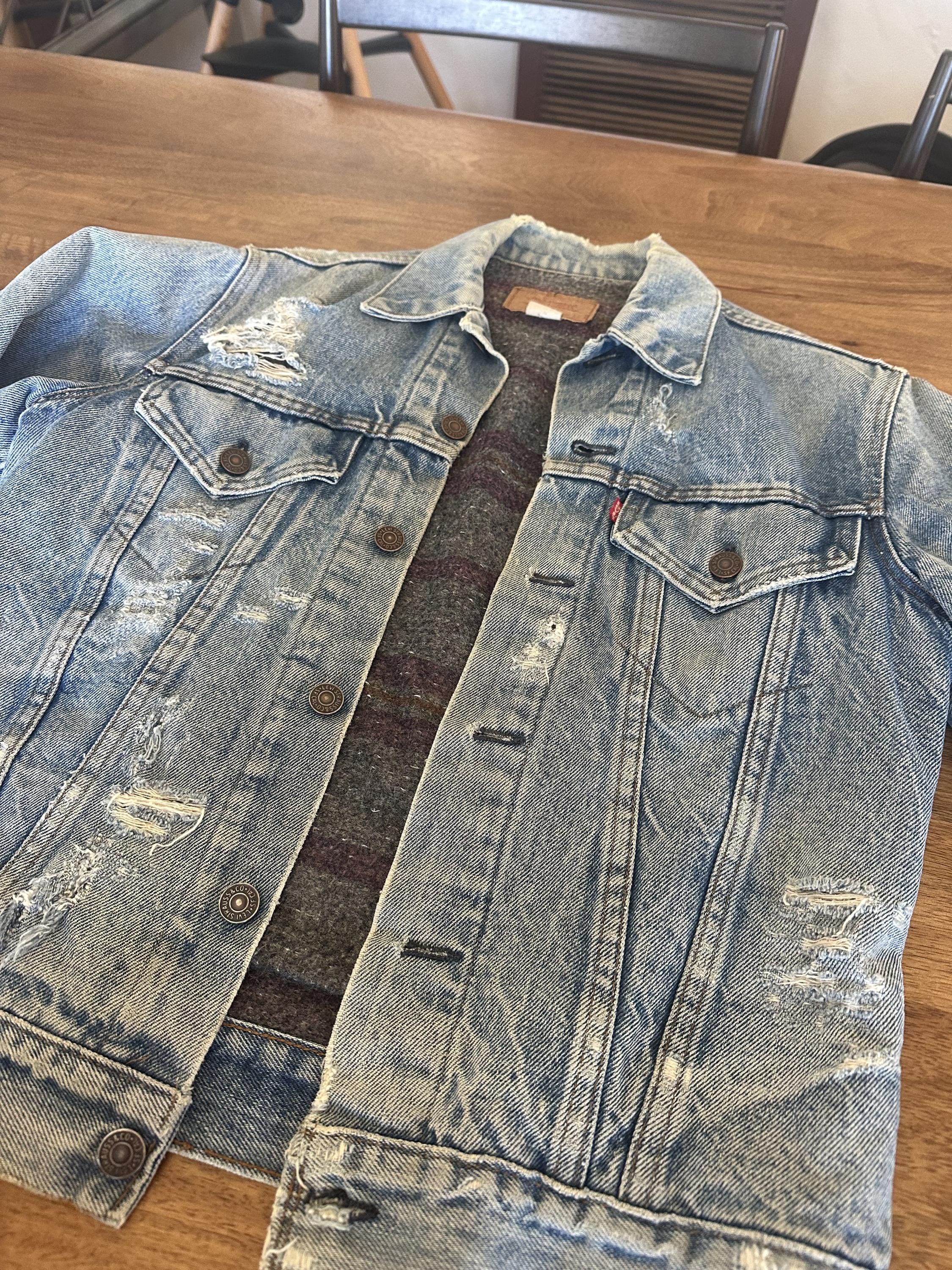 Damaged Jean Jacket - Etsy