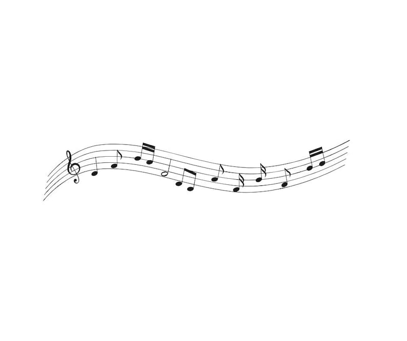 Fine Line Music Note Tattoo Stamps and Clipart – Minimalist SVG & PNG ...