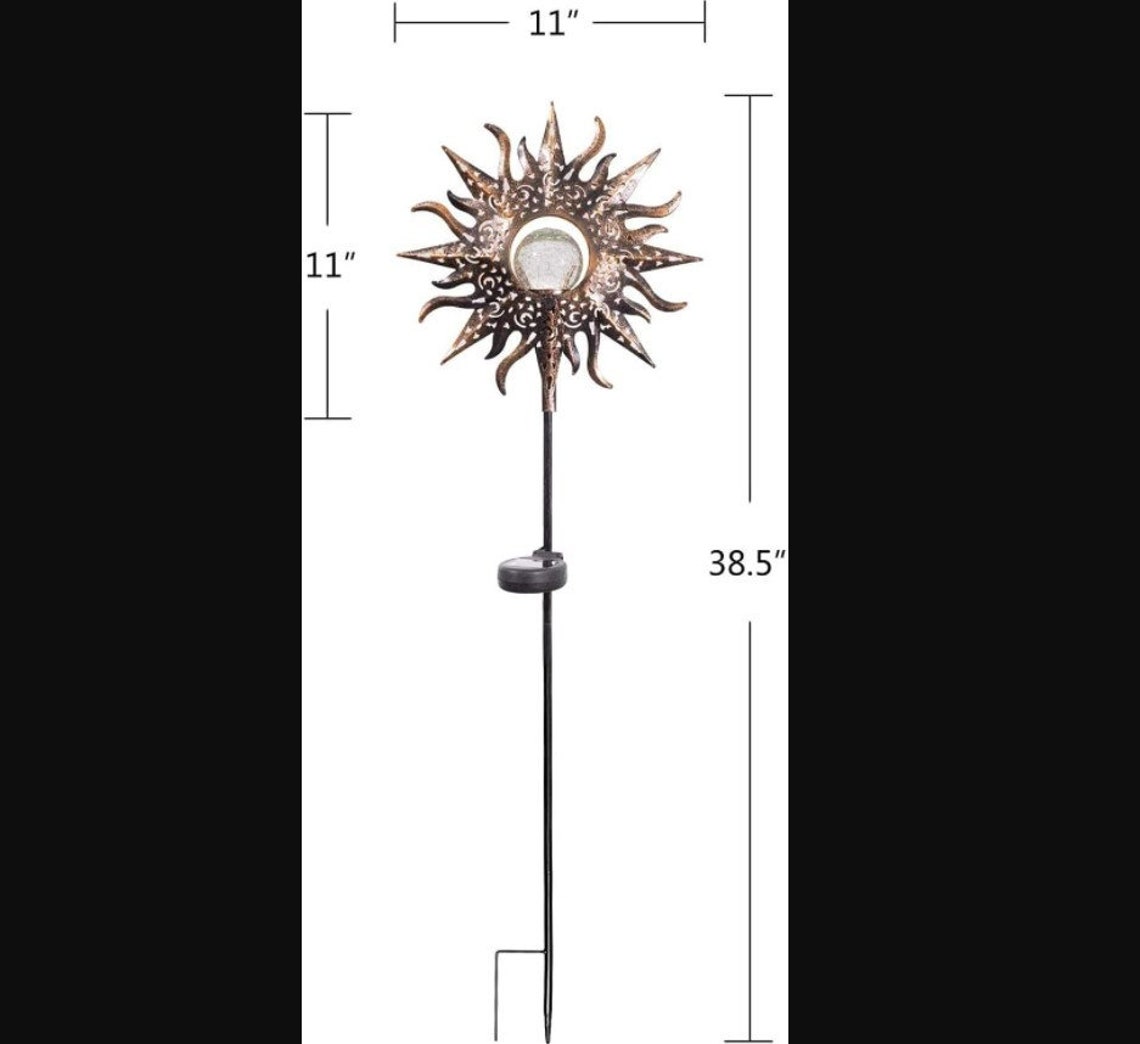 Outdoor Garden Solar Lights Sun Moon Flame Stake Decor Set Etsy