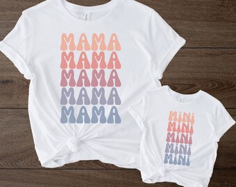 Mommy and Daughter Shirts, Retro Mama & Mini Outfits, New Mom To Be, Custom Matching Mom Shirts, Mother Daughter Shirts, Mom and Daughter