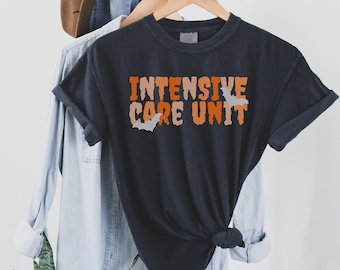 Halloween ICU Comfort Colors Shirt, icu Crewneck tshirt, Intensive Care Unit Nurse Shirts, ICU Doctor Gift, Fall Nurse tshirts, ICU team