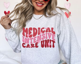 Valentines MICU verpleegkundige Crewneck Sweatshirt voor medische icu shirts tshirt, MICU team, MICU verpleegkundige trui, medische intensive care verpleegkundige
