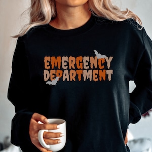 Halloween Emergency Department Crewneck, Halloween ER Nurse, Emergency Room Tech Gift, ER Tech Sweatshirt, Emergency Nurse Sweatshirt