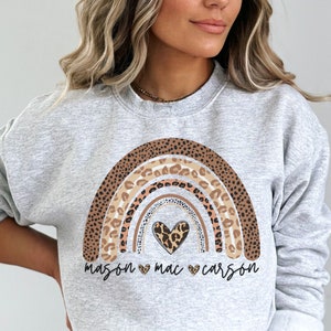 Leopard Custom mom sweatshirt, custom mom shirt, Mama sweatshirt, Mom shirt with names, mothers day gift, mothers day shirt, mama shirt