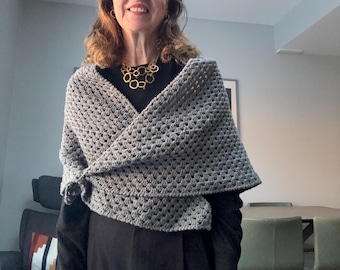 Chal de crochet para el cuello - Bufanda triangular - Bufanda gruesa - Calentador de cuello multiusos - Regalo para ella - Bufanda de punto de abuela - Regalo para el Día de la Madre -