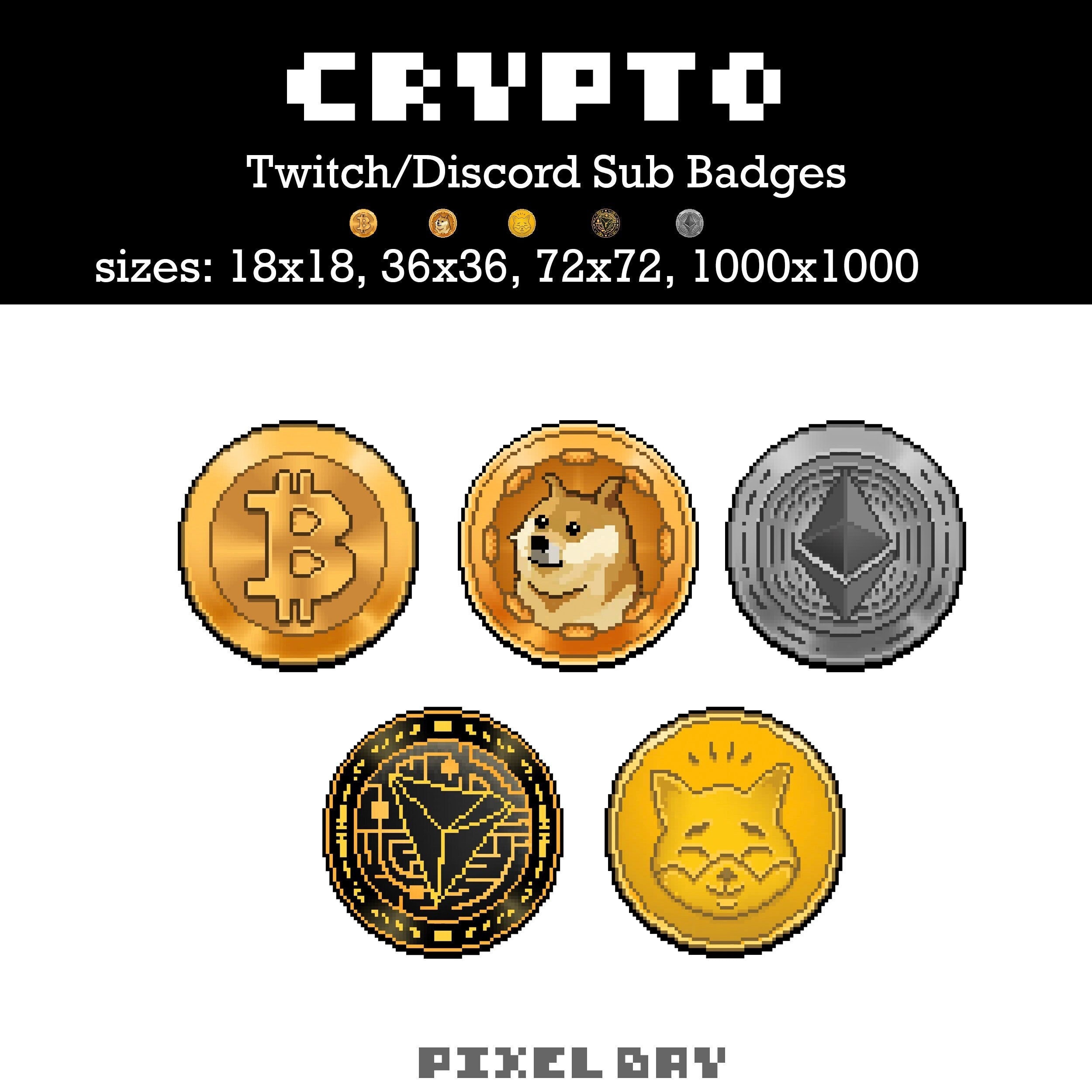 Cryptocurrency Sub Badges – Twitch/discord Streamer Badges (digital  Download) - Etsy UK