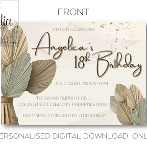Filipino Culture Theme, Anahaw, Dried Leaves, Neutral Theme, Salamat Po! Birthday Invitation