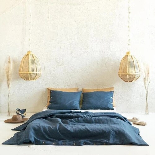 Linen Duvet Cover in Blue. Rustic Duvet Cover Queen. King Size Etsy