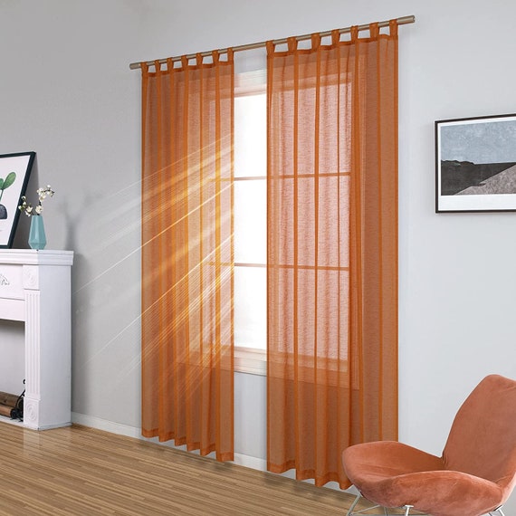 Burnt Orange Linen Curtain Curtains for Living Room for Etsy