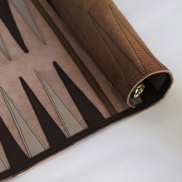 Travel Backgammon Set, leather with stone pieces.