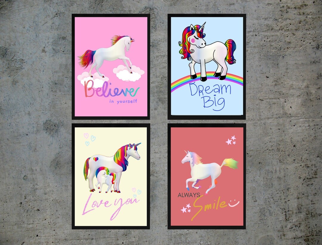 Unicorn Wall Art Printable Unicorn Posters for Girls Room - Etsy