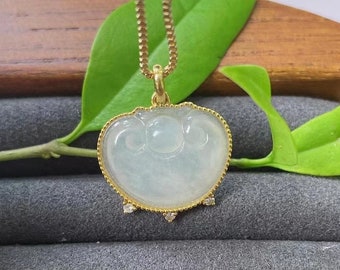 Good Career Contemporary Jewelry Icy Jadeite Ruyi Pendant Necklace Real White Jade Ruyi Ceremonial Scepter Wealth Lucky Jade Feng Shui