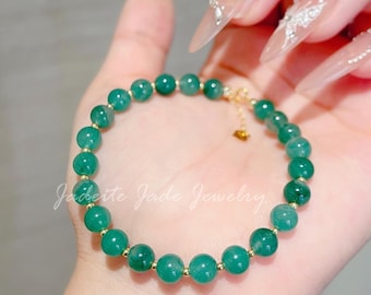 ISHEEP Set di braccialetti in giada, perline curative, braccialetti elastici per donne e uomini, Misura unica, Gemma