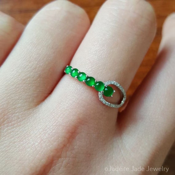Natural Green Jade Promise Ring Solid Jadeite Diamond Ring Stackable Anniversary Ring Birthstone Ring Grade A Icy Jadeite Cabochon Ring Etsy Canada