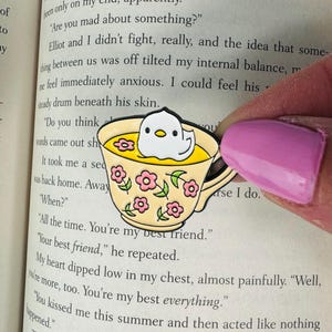 Duck Tea Cup Mini Enamel Pin | Cute Teacup Enamel Pin | Chubby Duck Pin | Flower Duck Pin | Kawaii Animal Pin | Lapel Badge | Bag Pins