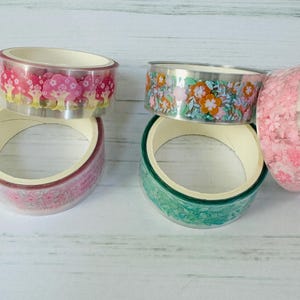Cherry Blossom Washi Tape For Bullet Journals & Planners | Clear Transparent Deco Tape | Cute Stationary | Scrapbooking Tape