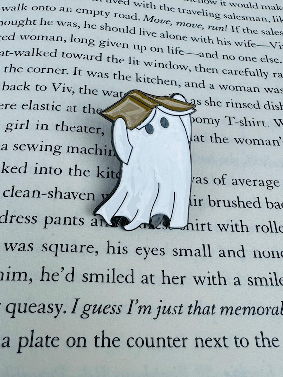 Ghost Reading Book Enamel Pin | Bookish Lapel Badge