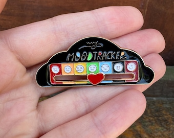 Sliding Mood Tracker Enamel Pin | Gold Lapel Pin for Introverts
