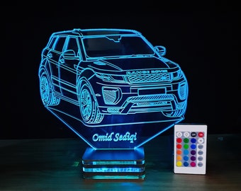 Personalized,firm,company logo lamp design,present,gift,birthday,lamp night, gifts,range rover,land rover,range rover art,offroad,3d lamp