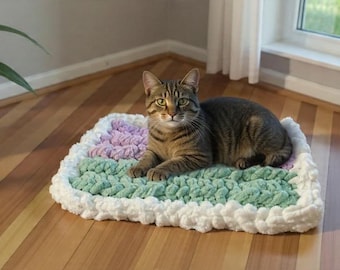 Crochet Fluffy Floor Mat Pattern (PDF) | Chunky Cloud Rug