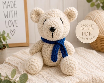 Crochet Teddy Bear Pattern PDF | Cute & Cuddly Plush Amigurumi Bear Toy | DIY Stuffed Animal Pattern | Instant Download