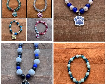 7 Inch Beaded Bracelet With Sparkle Paw Charm | Profit to Benefit Animal Rescue | Non Profit Support | Non-Profit Animal Rescue Volunteer